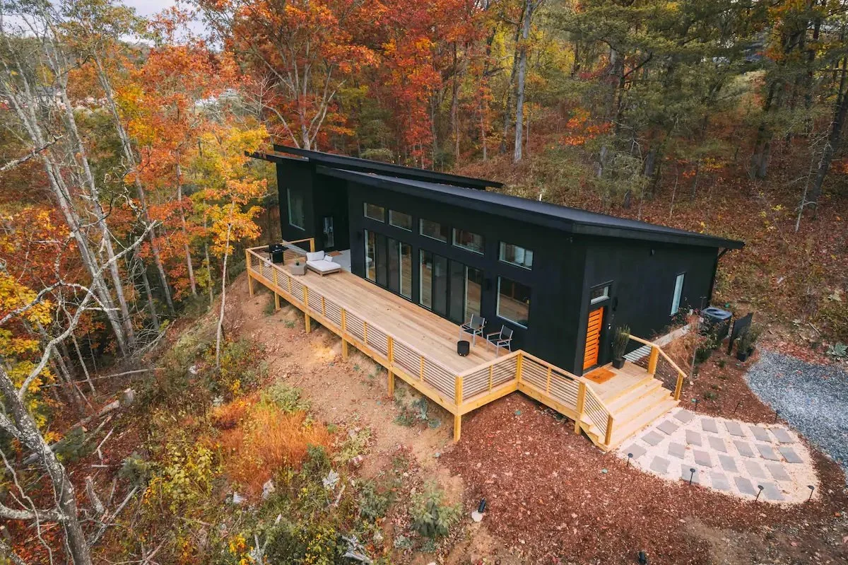 The Glass House at IROX- Alexander, NC A modern Scandinavian style home in NC which is more like a retreat! Hire a private chef or massage on porch! An excellent way to make your wedding or elopement or couples session even more juicy!