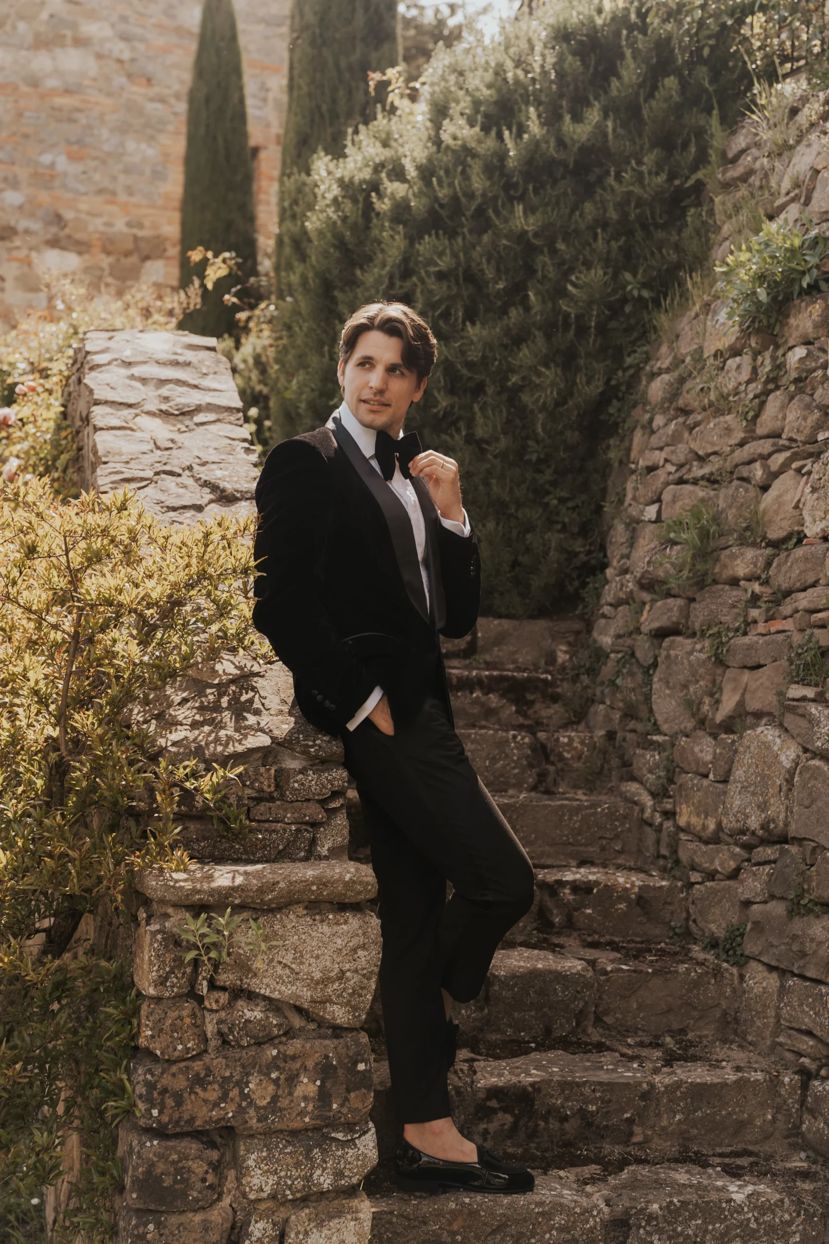 - Location scouted prior to find the best natural light for Groom portraits